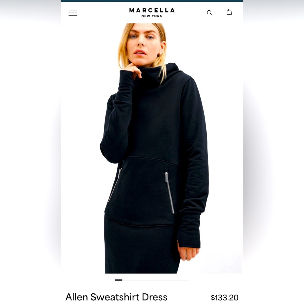 MARCELLA NYC ALLEN SWEATSHIRT DRESS Black L NWOT